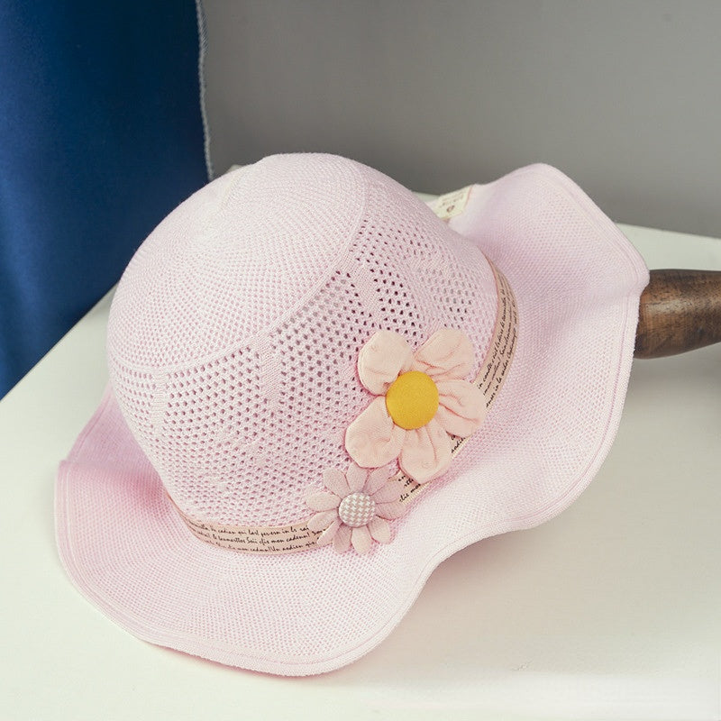 Venta al por mayor Sombrero de cubo de flores de dibujos animados de niños de cáñamo